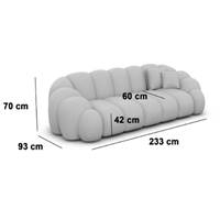 Dolban canapé 3 places en tissu bouclé blanc