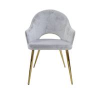 Opera chaise en velours gris souris pieds dorés