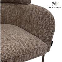 Baita chaise en tissu tweed taupe new york pieds métal noir