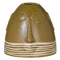 Brun vase marron céramique visage abstrait