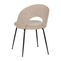 Rave chaise dossier arrondi en tissu beige pieds métal