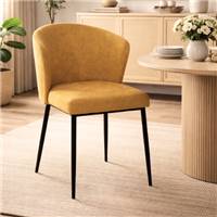 Bardo chaise dossier incurvé en tissu jaune