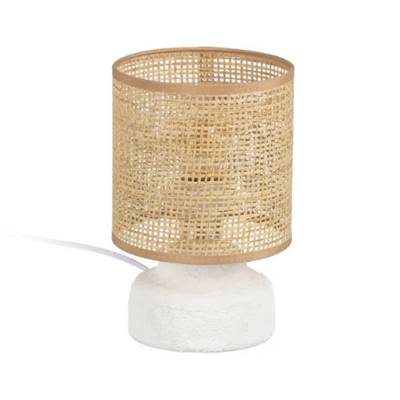 Olympe lampe de table en céramique blanc abat-jour fibre de papier H23.5cm