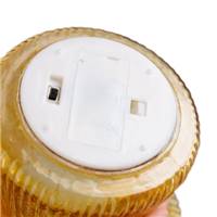 Petite lampe de table champignon jaune en verre avec pile et led H20