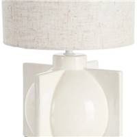 Mauna lampe de table en céramique de forme géométrique blanc et abat-jour lin