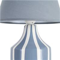 Samine lampe à poser en céramique bleu rayé blanc abat-jour tissu H30cm