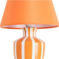 Samine lampe à poser en céramique orange rayé blanc abat-jour tissu H30cm