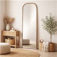 Kati grand miroir en bois naturel 2 bords arrondis H160cm