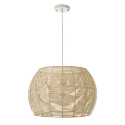 Buri suspension arrondie métal et osier naturel foncé H23