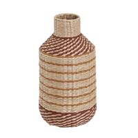 Fipiétal grand vase fibres naturelles de jonc métal et papier