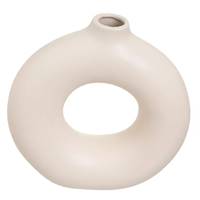 Cubista vase en céramique rond beige