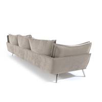 Laura canapé 4 places en velours beige foncé pieds argentés