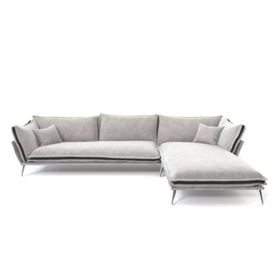Laura canapé d'angle droit en velours gris liseret noir