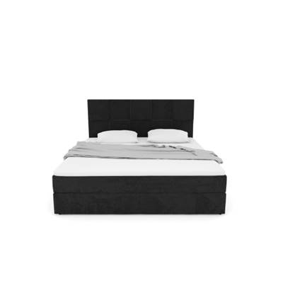 Paollo lit boxspring 160x200 avec rangement en velours noir avec surmatelas