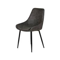 Bari chaise en tissu effet daim gris foncé