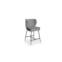 Valo tabouret de bar velours gris perle et métal noir