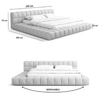 Acaps lit 180x200 avec coffre de rangement modulable tissu texturé beige