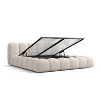 Cotton lit 180x200 avec rangement en tissu texturé beige