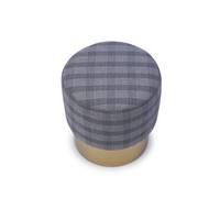 Picca pouf tissu carreau bleu et laiton