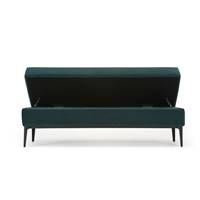 Borry banc coffre tissu bleu et pieds métal noirs