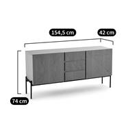 Dolge buffet vintage replaqué chêne 2 portes et 3 tiroirs