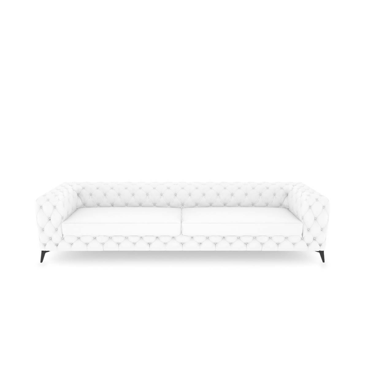 Bali canapé 3 places en cuir blanc et pieds noirs