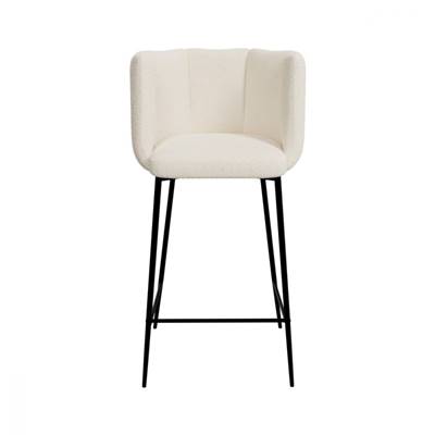 Lisboa chaise de bar en tissu bouclé beige H67