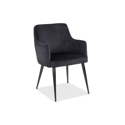 Dakota fauteuil en velours et en métal couleur noir