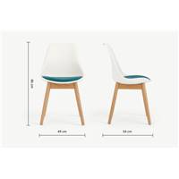 Thelma chaise bois blanc et plastique bleu