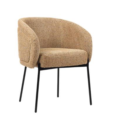 Lucy chaise en tissu tweed jaune miami et métal noir