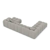 Cotton canapé panoramique d'angle droit en tissu texturé gris clair