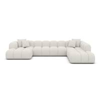 Cotton canapé panoramique d'angle gauche en tissu texturé blanc