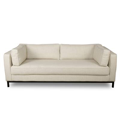 Lalou canapé 3 places en tissu beige et métal noir