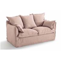 Kalisto canapé convertible lin froissé rose