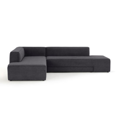 Ginger canapé d'angle gauche convertible polyester gris charbon