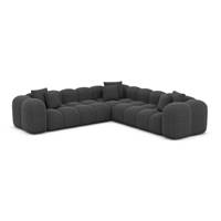 Cotton canapé corner en tissu texturé gris anthracite