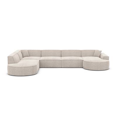 Onys canapé panoramique angle droit en tissu texturé beige