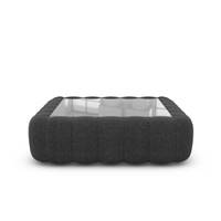 Quare table basse carrée en tissu texturé gris anthracite et verre