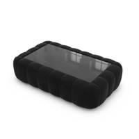 Ralia table basse rectangulaire en velours noir avec plateau en verre