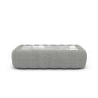 Ralia table basse rectangulaire en tissu texturé gris clair et verre
