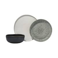 Zaeden service 12 pièces blanc cassé, gris chiné et charbon