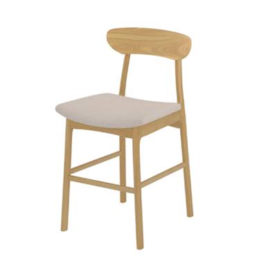 Bobby chaise pour îlot central en tissu beige et bois clair H66cm