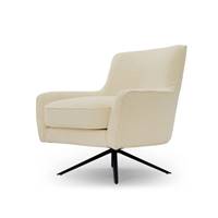 Serafin fauteuil rotatif bouclette blanc et acier noir
