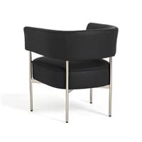 Fendu fauteuil métal et cuir lisse noir