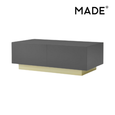 Elsdon table basse à rangements, gris charbon et laiton