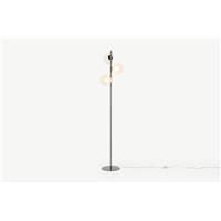 Globe lampadaire triple nickel noir et verre dpoli