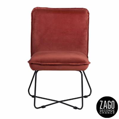 Hall fauteuil en velours tomette pieds métal