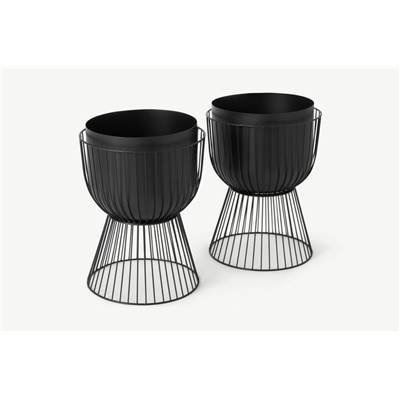 Carole lot de 2 cache-pots noir