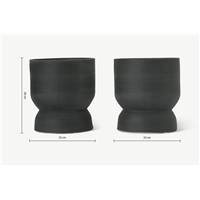 Lareta lot de 2 cache-pots gris charbon mat