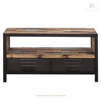 Factory meuble TV bois de bateau recycl 1 niche 2 tiroirs